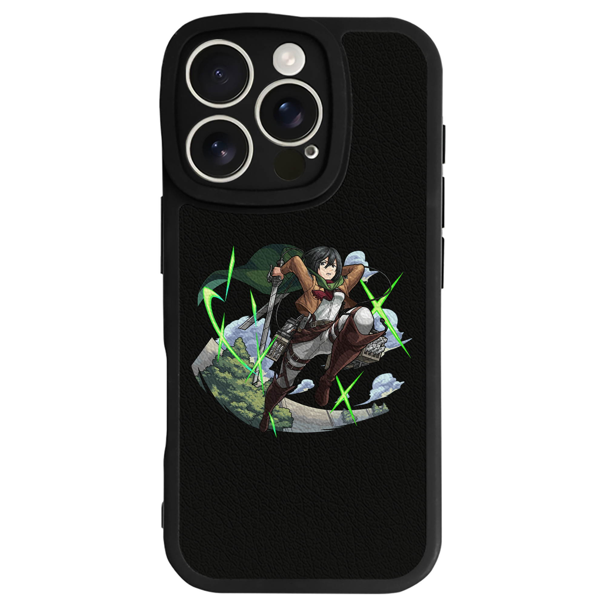 （画像用） 進撃の巨人 ミカサ·アッカーマン Attack on Titan Mikasa Ackerman 【iPhone 16シリーズ対応】シリコンスマホケース（レザー調） 材質：シリコン